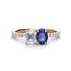 1 - Galina 7x5 mm Emerald Cut White Sapphire and 8x6 mm Oval Iolite 2 Stone Duo Ring 