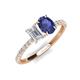 5 - Galina 7x5 mm Emerald Cut White Sapphire and 8x6 mm Oval Iolite 2 Stone Duo Ring 