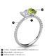6 - Galina 7x5 mm Emerald Cut White Sapphire and 8x6 mm Oval Peridot 2 Stone Duo Ring 