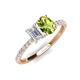5 - Galina 7x5 mm Emerald Cut White Sapphire and 8x6 mm Oval Peridot 2 Stone Duo Ring 