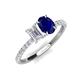 5 - Galina 7x5 mm Emerald Cut White Sapphire and 8x6 mm Oval Blue Sapphire 2 Stone Duo Ring 