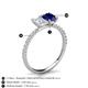 6 - Galina 7x5 mm Emerald Cut White Sapphire and 8x6 mm Oval Blue Sapphire 2 Stone Duo Ring 