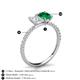 6 - Galina 7x5 mm Emerald Cut White Sapphire and 8x6 mm Oval Emerald 2 Stone Duo Ring 