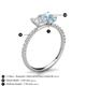 6 - Galina 7x5 mm Emerald Cut White Sapphire and 8x6 mm Oval Aquamarine 2 Stone Duo Ring 