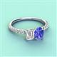 4 - Galina 7x5 mm Emerald Cut White Sapphire and 8x6 mm Oval Tanzanite 2 Stone Duo Ring 