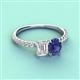 4 - Galina 7x5 mm Emerald Cut White Sapphire and 8x6 mm Oval Iolite 2 Stone Duo Ring 