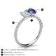 6 - Galina 7x5 mm Emerald Cut White Sapphire and 8x6 mm Oval Iolite 2 Stone Duo Ring 