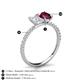6 - Galina 7x5 mm Emerald Cut White Sapphire and 8x6 mm Oval Rhodolite Garnet 2 Stone Duo Ring 