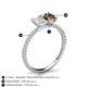 6 - Galina 7x5 mm Emerald Cut White Sapphire and 8x6 mm Oval Smoky Quartz 2 Stone Duo Ring 