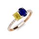 5 - Galina 7x5 mm Emerald Cut Yellow Sapphire and 8x6 mm Oval Blue Sapphire 2 Stone Duo Ring 