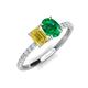 5 - Galina 7x5 mm Emerald Cut Yellow Sapphire and 8x6 mm Oval Emerald 2 Stone Duo Ring 