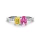 1 - Galina 7x5 mm Emerald Cut Yellow Sapphire and 8x6 mm Oval Pink Sapphire 2 Stone Duo Ring 