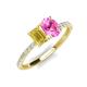 5 - Galina 7x5 mm Emerald Cut Yellow Sapphire and 8x6 mm Oval Pink Sapphire 2 Stone Duo Ring 