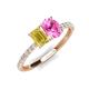 5 - Galina 7x5 mm Emerald Cut Yellow Sapphire and 8x6 mm Oval Pink Sapphire 2 Stone Duo Ring 