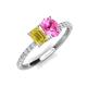 5 - Galina 7x5 mm Emerald Cut Yellow Sapphire and 8x6 mm Oval Pink Sapphire 2 Stone Duo Ring 