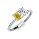 5 - Galina 7x5 mm Emerald Cut Yellow Sapphire and 8x6 mm Oval White Sapphire 2 Stone Duo Ring 