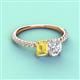 4 - Galina 7x5 mm Emerald Cut Yellow Sapphire and 8x6 mm Oval White Sapphire 2 Stone Duo Ring 