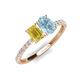 5 - Galina 7x5 mm Emerald Cut Yellow Sapphire and 8x6 mm Oval Aquamarine 2 Stone Duo Ring 
