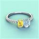 4 - Galina 7x5 mm Emerald Cut Yellow Sapphire and 8x6 mm Oval Aquamarine 2 Stone Duo Ring 
