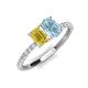 5 - Galina 7x5 mm Emerald Cut Yellow Sapphire and 8x6 mm Oval Aquamarine 2 Stone Duo Ring 
