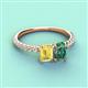 4 - Galina 7x5 mm Emerald Cut Yellow Sapphire and 8x6 mm Oval Lab Created Alexandrite 2 Stone Duo Ring 
