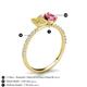 6 - Galina 7x5 mm Emerald Cut Yellow Sapphire and 8x6 mm Oval Pink Tourmaline 2 Stone Duo Ring 
