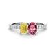 1 - Galina 7x5 mm Emerald Cut Yellow Sapphire and 8x6 mm Oval Pink Tourmaline 2 Stone Duo Ring 