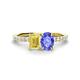 1 - Galina 7x5 mm Emerald Cut Yellow Sapphire and 8x6 mm Oval Tanzanite 2 Stone Duo Ring 