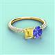 4 - Galina 7x5 mm Emerald Cut Yellow Sapphire and 8x6 mm Oval Tanzanite 2 Stone Duo Ring 