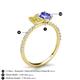6 - Galina 7x5 mm Emerald Cut Yellow Sapphire and 8x6 mm Oval Tanzanite 2 Stone Duo Ring 