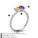 6 - Galina 7x5 mm Emerald Cut Yellow Sapphire and 8x6 mm Oval Amethyst 2 Stone Duo Ring 