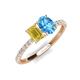 5 - Galina 7x5 mm Emerald Cut Yellow Sapphire and 8x6 mm Oval Blue Topaz 2 Stone Duo Ring 