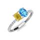 5 - Galina 7x5 mm Emerald Cut Yellow Sapphire and 8x6 mm Oval Blue Topaz 2 Stone Duo Ring 