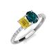 5 - Galina 7x5 mm Emerald Cut Yellow Sapphire and 8x6 mm Oval London Blue Topaz 2 Stone Duo Ring 