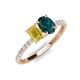 5 - Galina 7x5 mm Emerald Cut Yellow Sapphire and 8x6 mm Oval London Blue Topaz 2 Stone Duo Ring 