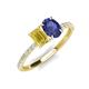 5 - Galina 7x5 mm Emerald Cut Yellow Sapphire and 8x6 mm Oval Iolite 2 Stone Duo Ring 