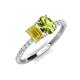 5 - Galina 7x5 mm Emerald Cut Yellow Sapphire and 8x6 mm Oval Peridot 2 Stone Duo Ring 