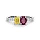 1 - Galina 7x5 mm Emerald Cut Yellow Sapphire and 8x6 mm Oval Rhodolite Garnet 2 Stone Duo Ring 