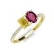 5 - Galina 7x5 mm Emerald Cut Yellow Sapphire and 8x6 mm Oval Rhodolite Garnet 2 Stone Duo Ring 
