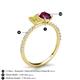6 - Galina 7x5 mm Emerald Cut Yellow Sapphire and 8x6 mm Oval Rhodolite Garnet 2 Stone Duo Ring 