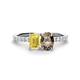 1 - Galina 7x5 mm Emerald Cut Yellow Sapphire and 8x6 mm Oval Smoky Quartz 2 Stone Duo Ring 