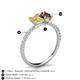 6 - Galina 7x5 mm Emerald Cut Yellow Sapphire and 8x6 mm Oval Smoky Quartz 2 Stone Duo Ring 
