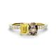 1 - Galina 7x5 mm Emerald Cut Yellow Sapphire and 8x6 mm Oval Smoky Quartz 2 Stone Duo Ring 