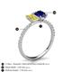 6 - Galina 7x5 mm Emerald Cut Yellow Sapphire and 8x6 mm Oval Blue Sapphire 2 Stone Duo Ring 