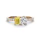 1 - Galina 7x5 mm Emerald Cut Yellow Sapphire and IGI Certified 8x6 mm Oval Lab Grown Diamond 2 Stone Duo Ring 