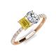 5 - Galina 7x5 mm Emerald Cut Yellow Sapphire and IGI Certified 8x6 mm Oval Lab Grown Diamond 2 Stone Duo Ring 