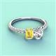 4 - Galina 7x5 mm Emerald Cut Yellow Sapphire and GIA Certified 8x6 mm Oval Diamond 2 Stone Duo Ring 