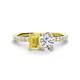 1 - Galina 7x5 mm Emerald Cut Yellow Sapphire and 8x6 mm Oval Forever Brilliant Moissanite 2 Stone Duo Ring 