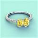 4 - Galina 7x5 mm Emerald Cut and 8x6 mm Oval Yellow Sapphire 2 Stone Duo Ring 