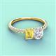 4 - Galina 7x5 mm Emerald Cut Yellow Sapphire and 8x6 mm Oval White Sapphire 2 Stone Duo Ring 